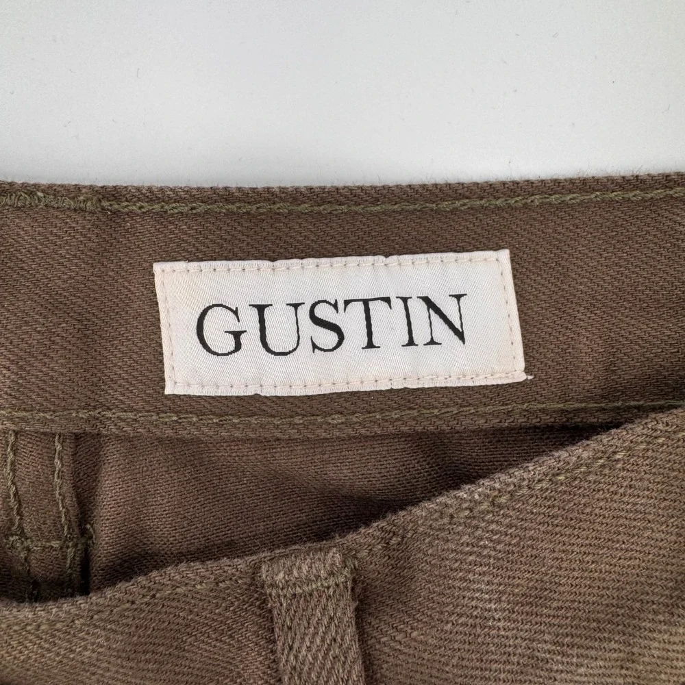Gustin Slim Fit Pants Mens 35 Brown Cotton Twill Made in USA Button Fly Heritage